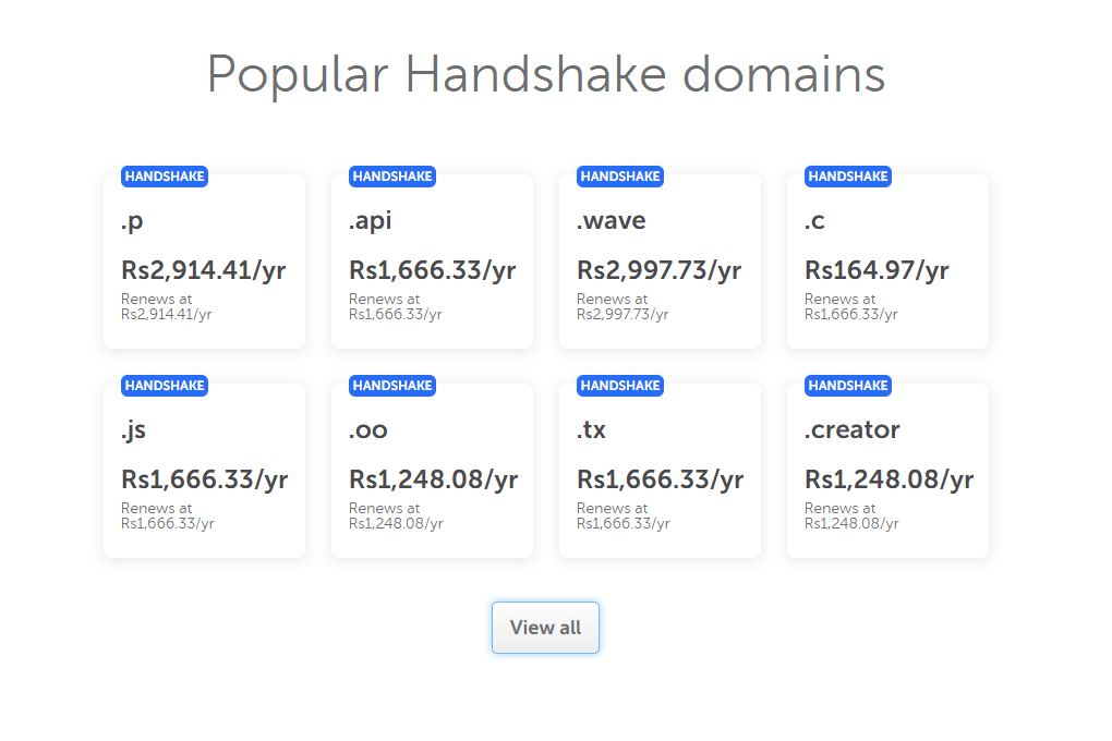 NameCheap - Popular HandShake Domains