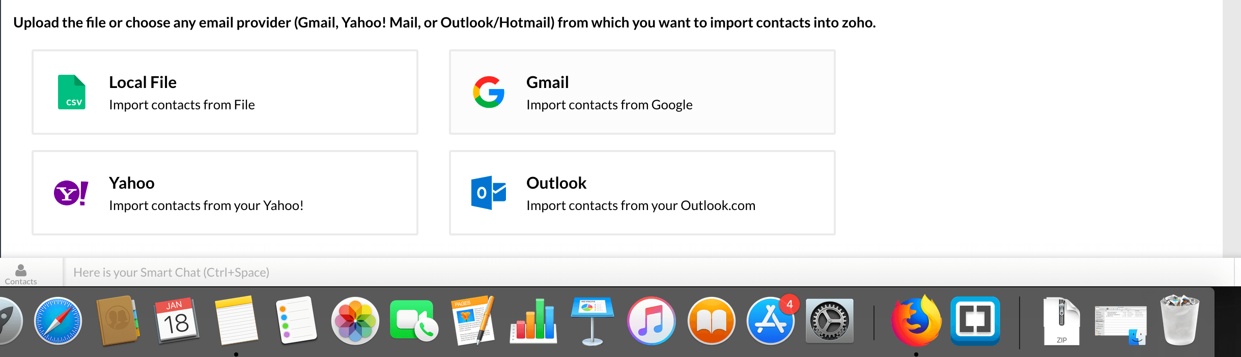 Zoho CRM Plus - Import Contacts