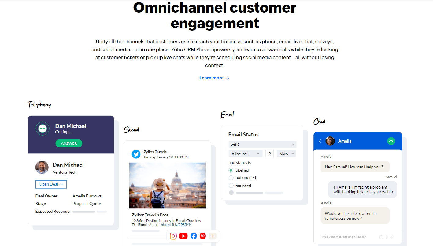 Zoho CRM Plus - OmniChannel