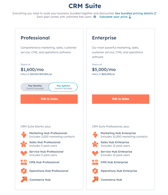 Keap vs HubSpot - HubSpot Pricing